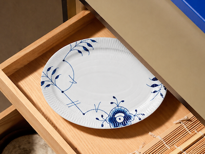 Royal Copenhagen Blå Mega Riflet Oval Fad