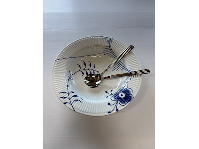Bernadotte Salatbestik & Blå Mega Riflet Serveringsskål 30cm