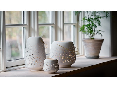 1 stk. Uyuni lille, 1 stk. mellem & 1 stk. stor keramik lanterne, LED