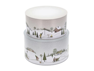 Pillivuyt Kagedåsesæt 22 x 12 cm og 20 x 10 cm i arctic ice og woodrose, Vinter