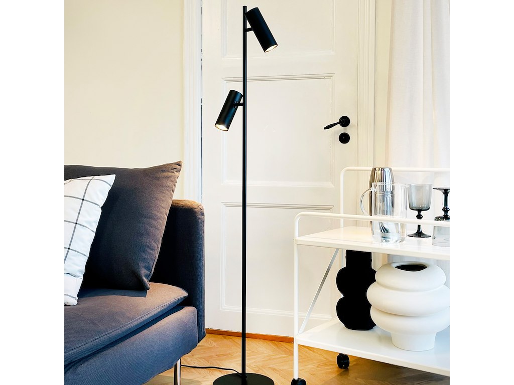 Karlo gulvlampe, sort / 2 spot