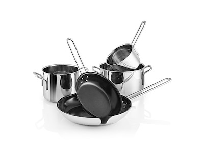 Eva Trio  Stainless Steel Gryde og pandesæt 5 stk. Ø20 cm Ø28 cm 1,1 l 2,2 l 3,6 l