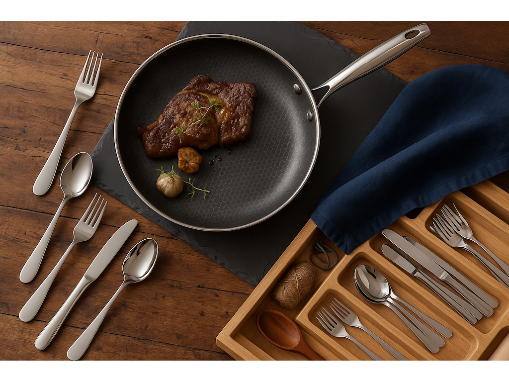 Legio Nova Bestik 32 stk. & Hybrid HOLM Stegepande på 28 cm.