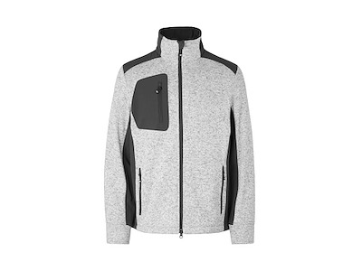 ID Strikfleece cardigan med Kontrasbesætninger