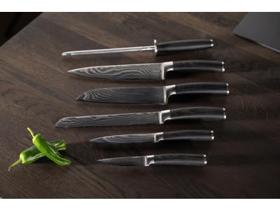 Hexa Hybrid Pande 3-Pack & Damascus 6 stk. Knivsæt