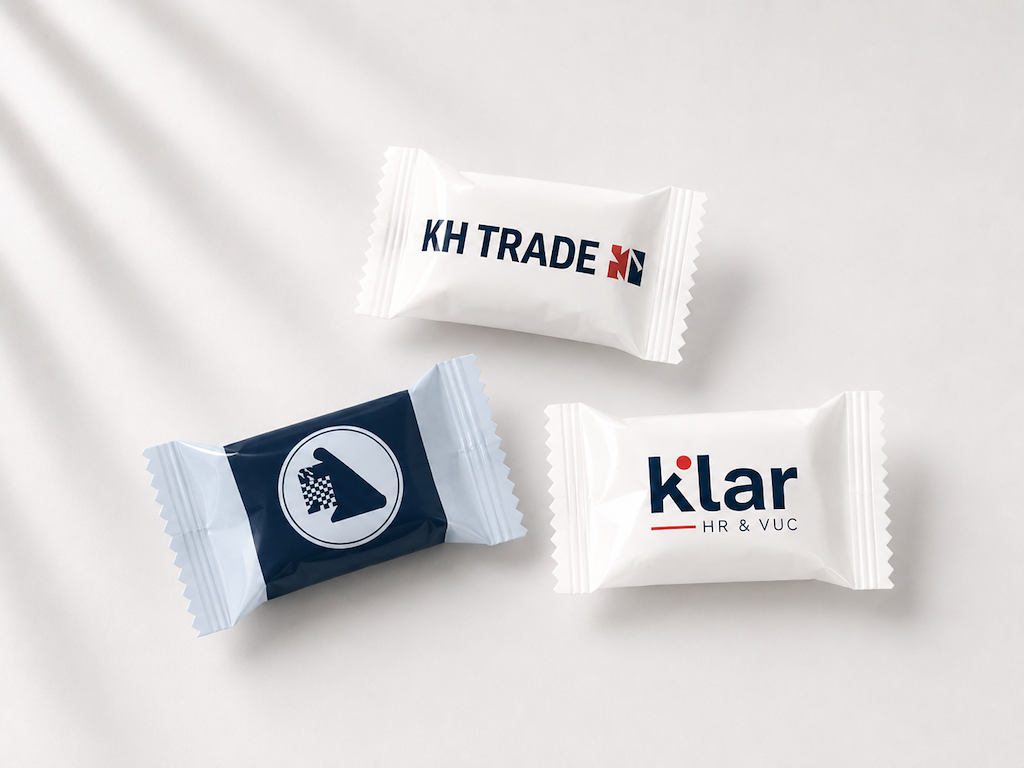 Flowpakkede Bolsjer Med Logo