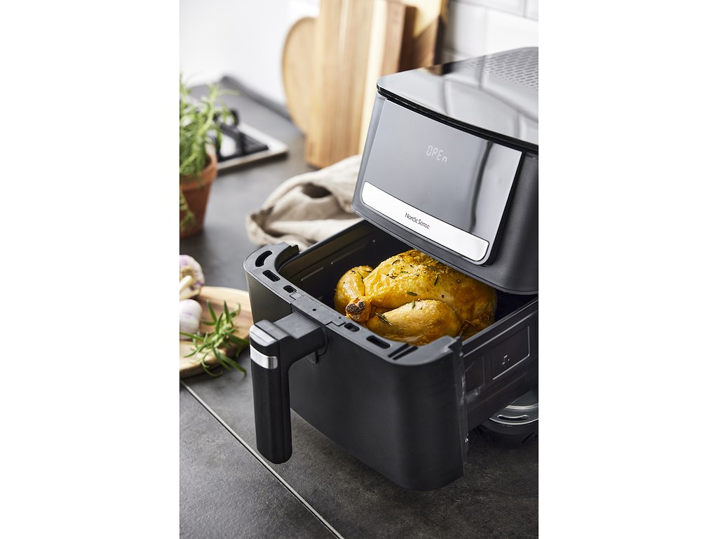 Nordic Sense Airfryer 6,5 L m. undervarme, 1800 watt i sort