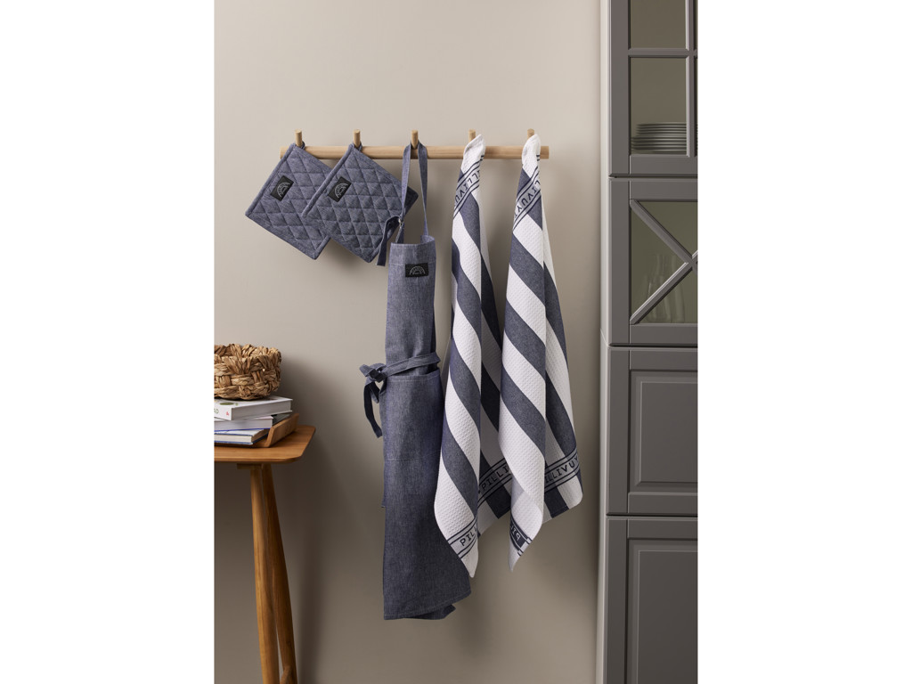 Pillivuyt Køkkentekstiler 5 dele i navy 100% recycle