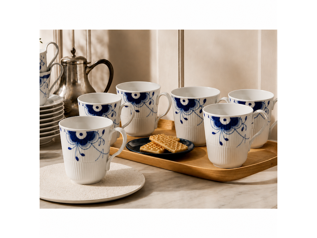 6 stk. Royal Copenhagen Mega Riflet krus
