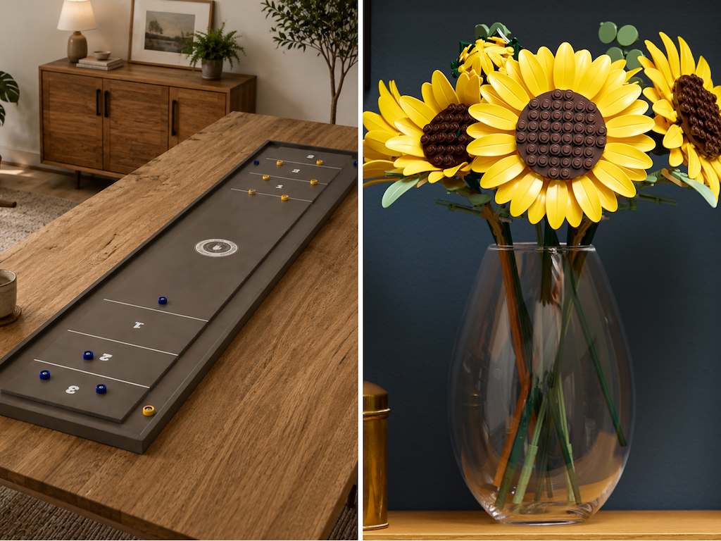 Vælg mellem Curling og Shuffle eller Lego Sunflower Bouquet