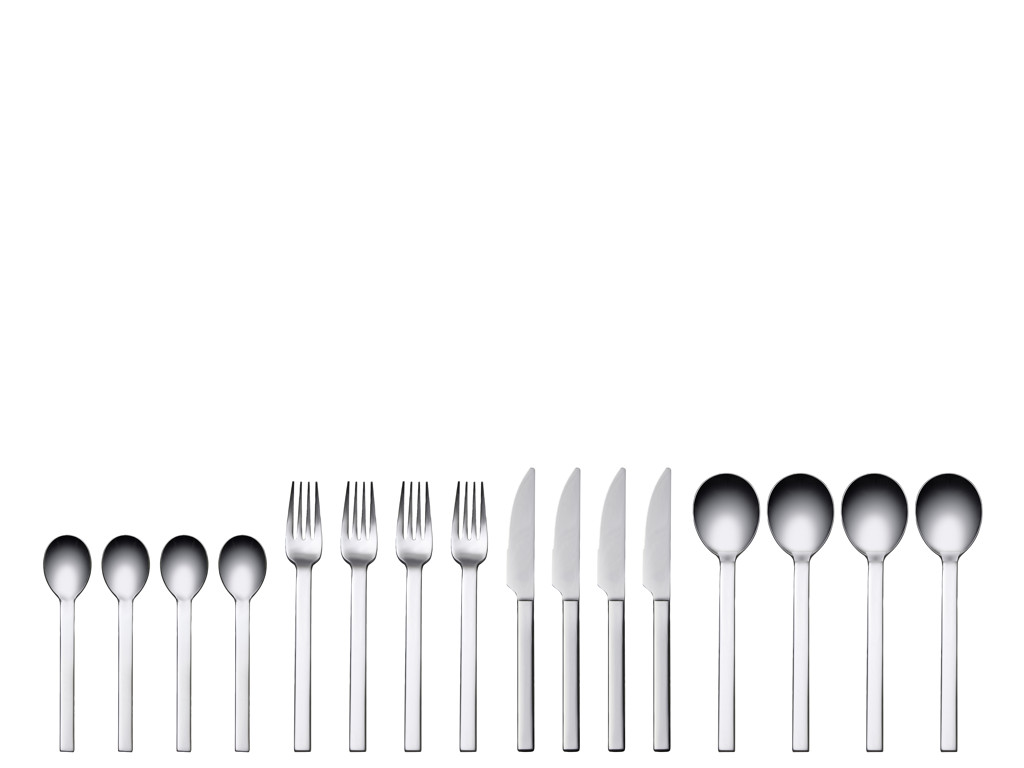 Studio Round Bestiksæt 16 dele i mat stål, Storm