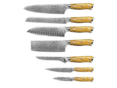 Damascus by Hâws Chef Set 7 Pcs Olive Wood