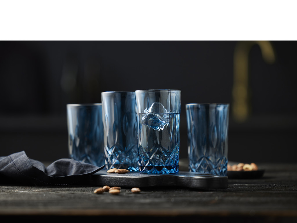 Lyngby Glas Highball 38 cl 4 stk i blå, Sorrento