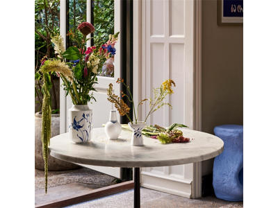 #Blå Mega Riflet vase 11 CM.