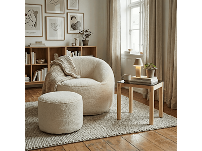 Sackit Nest Chair Indoor Beige + Nest  Indoor Beige puf