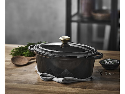 Pillivuyt Gourmet Garonne støbejernsgryde oval 4 liter, sort