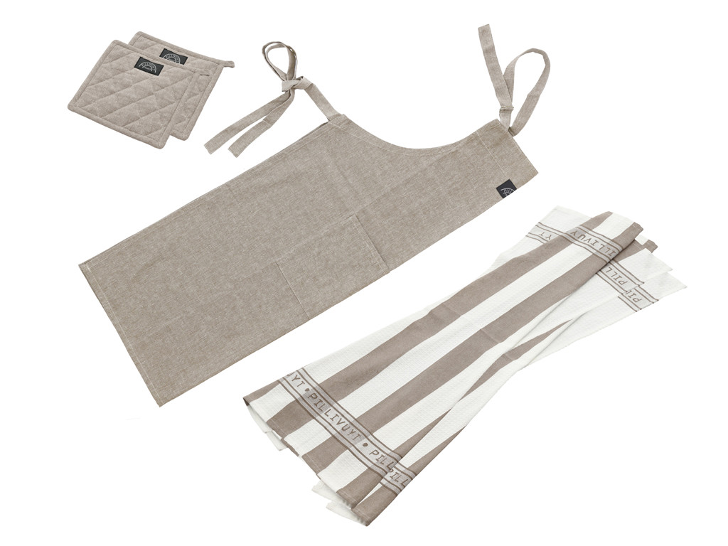 Pillivuyt Køkkentekstiler 5 dele i fungi brown 100% recycle