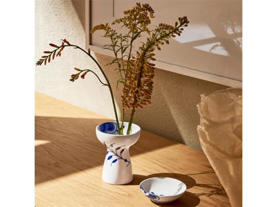 #Blå Mega Riflet vase 11 CM.