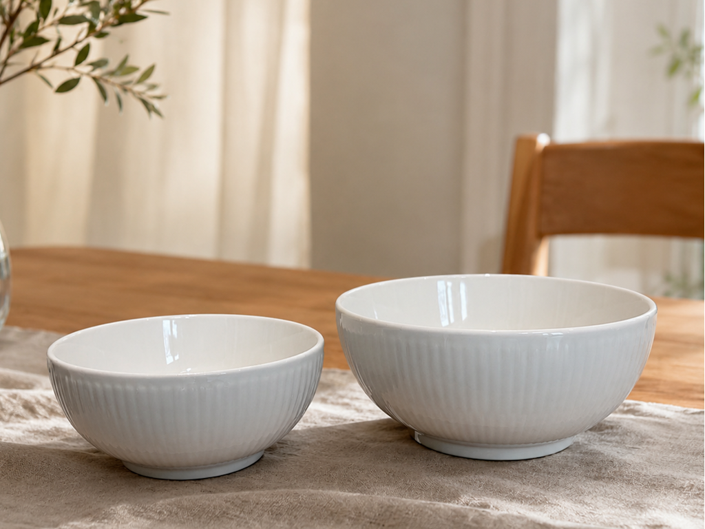 Royal Copenhagen Hvidriflet skålesæt 24 og 47 cl.