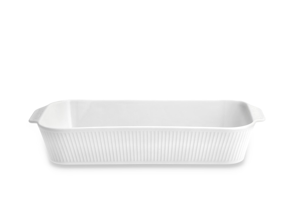 Pillivuyt Ovnfad 35 x 19 x 6 cm i hvid porcelæn, Plissé