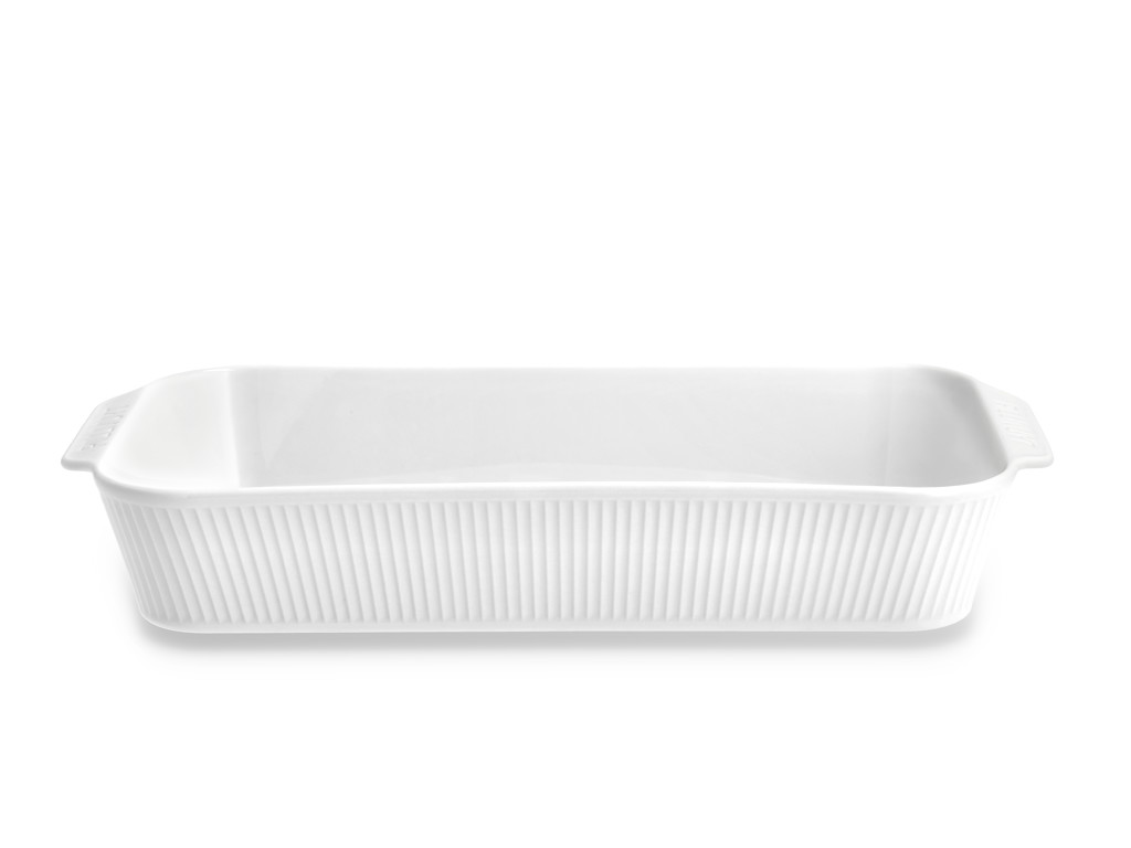 Pillivuyt Ovnfad 38 x 21 x 6 cm i hvid porcelæn, Plissé