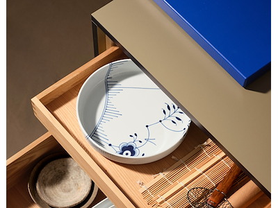 Royal Copenhagen Blå Mega Riflet, Fad 27cm