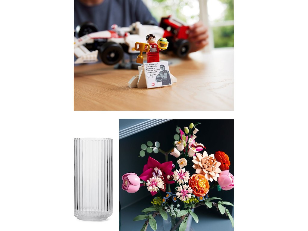 Vælg Imellem Lego Botanical & Lyngby Vase H20.5 cm eller Lego McLaren MP4/4 og Ayrton Senna