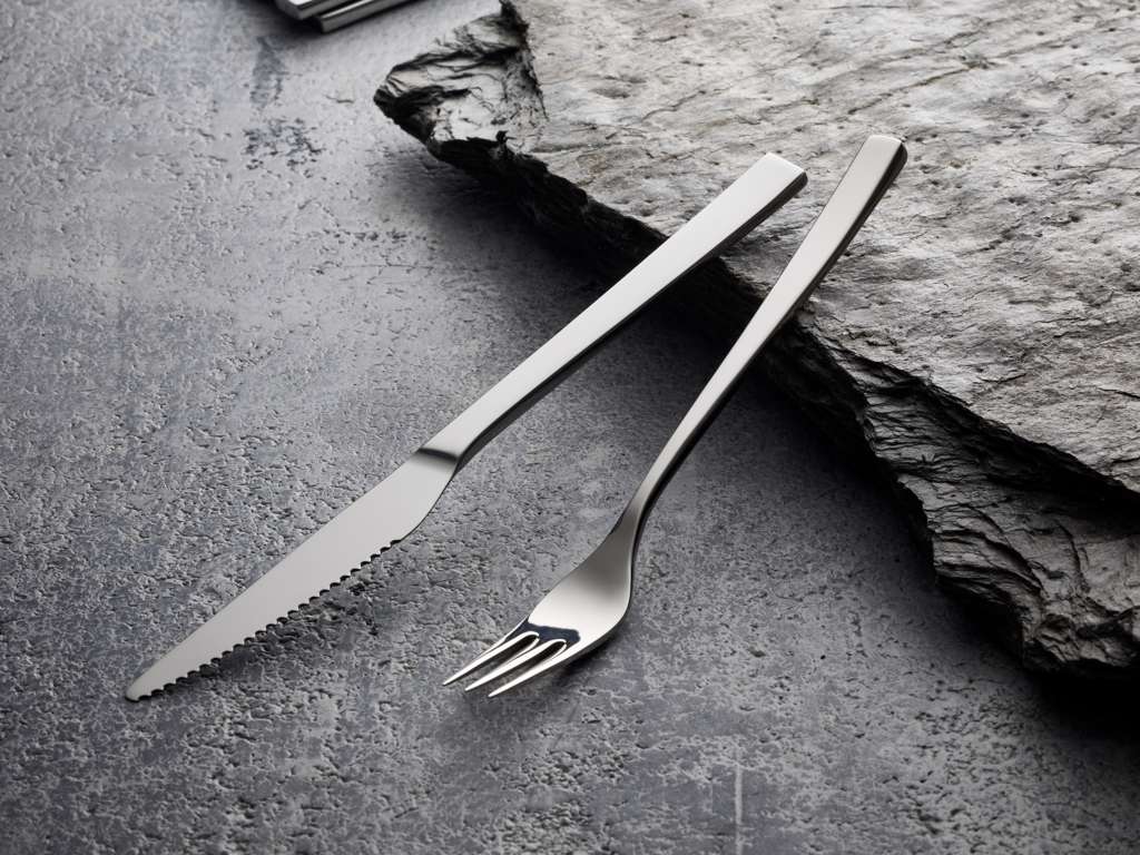 Gense Steakbestik/grillbestik 24 dele i mat/blank stål, Fuga