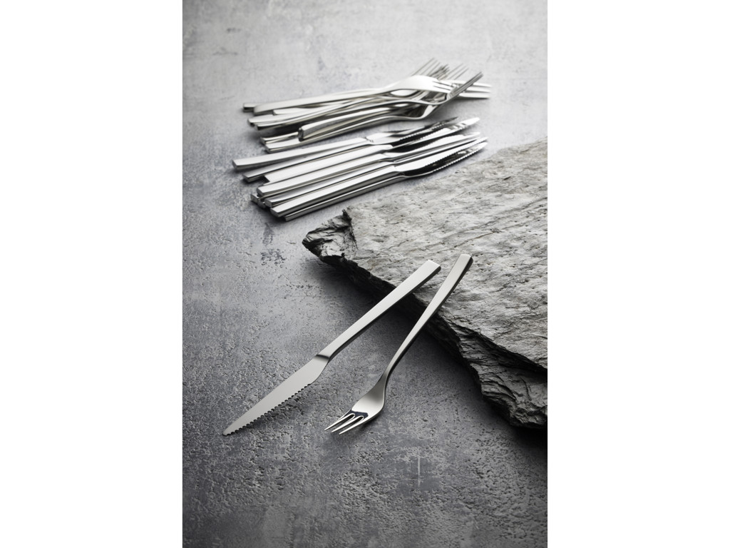 Gense Steakbestik/grillbestik 12 dele i mat/blank stål, Fuga