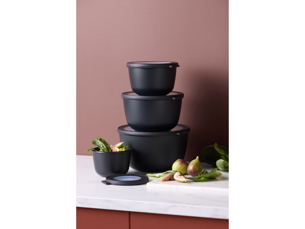 Mepal Opbevaringssæt 8 dele bestående af 500, 1000, 2000 og 3000 ml m. låg i black, Cirqula