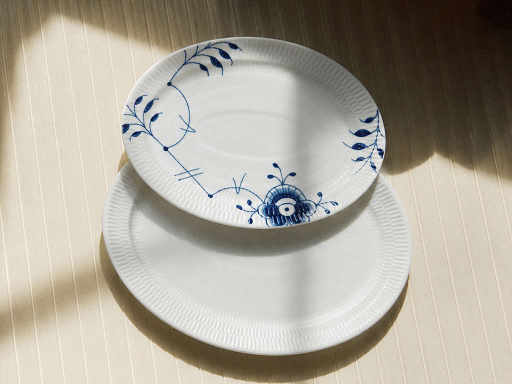 Royal Copenhagen Blue Fluted Mega and White Fluted Platters