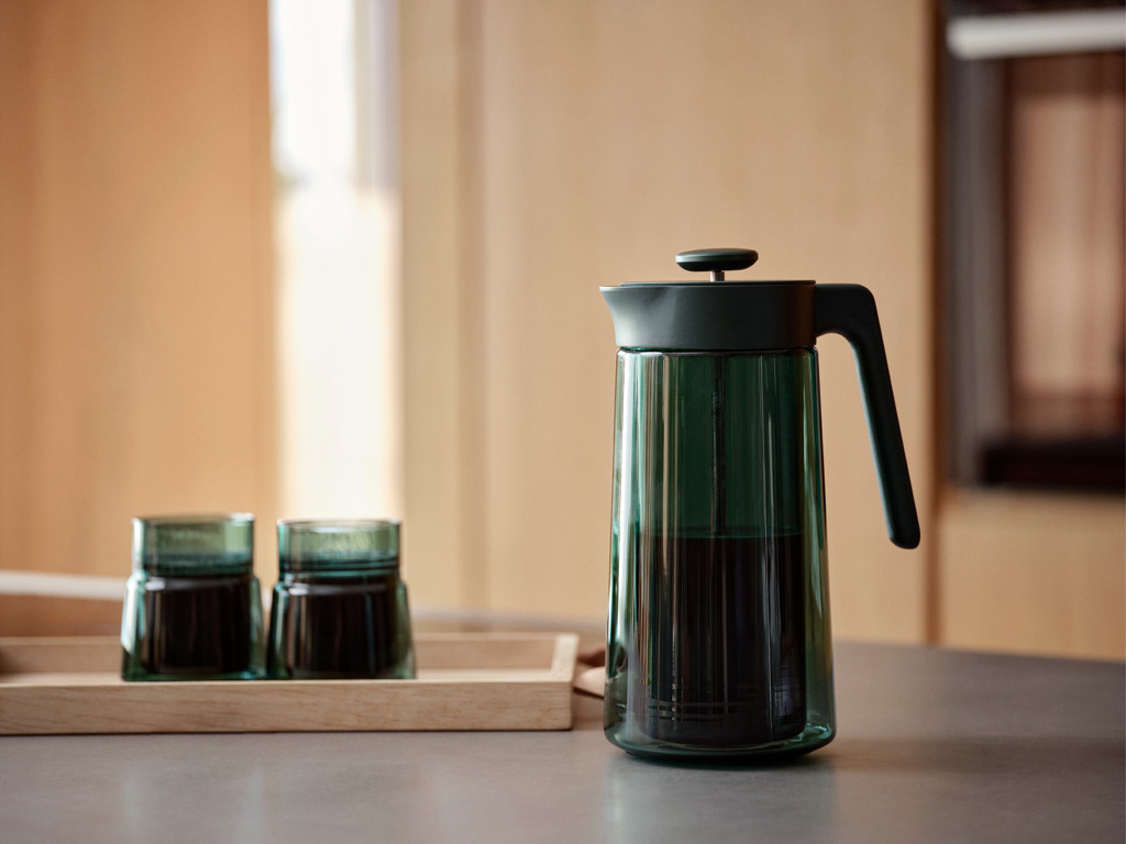 Jacob Jensen Stempelkande i dobbeltvægget borosilikatglas 1 liter i green