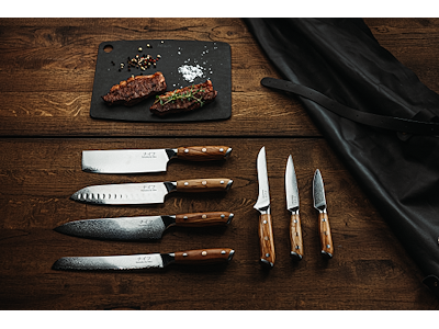 Damascus by Hâws Chef Set 7 Pcs Olive Wood