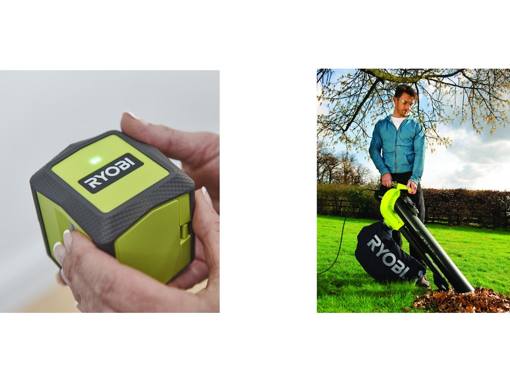 Vælg Imellem Ryobi Grøn krydslaser Eller Ryobi Elektrisk løvblæser-/suger 3000 W