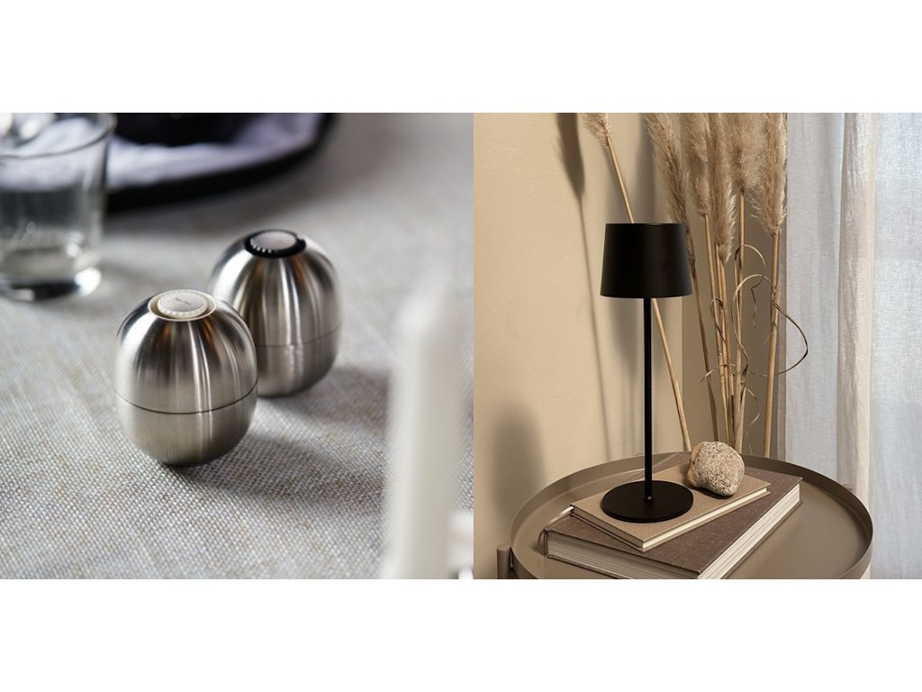 Piet Hein Salt og Peber Kværn + Genopladelig LED Lampe 