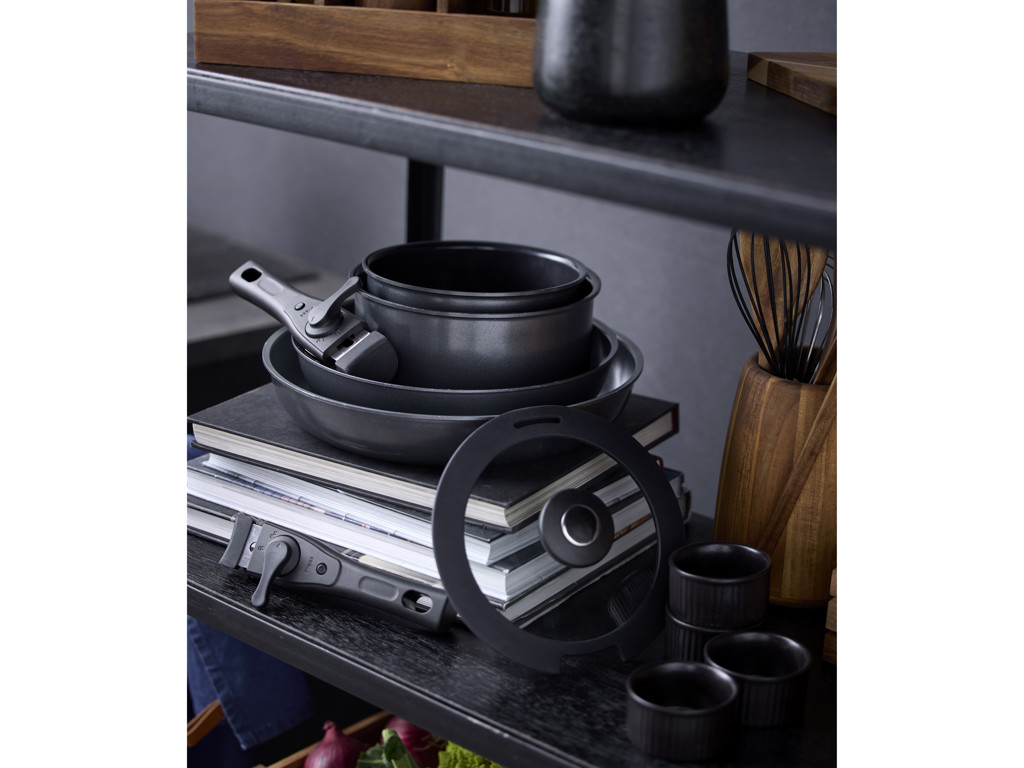 HOLM Grydesæt 1,1 L + 2,4 L i aluminium med keramisk non-stick-belægning og et aftageligt greb