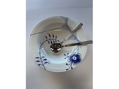 Bernadotte Salatbestik & Blå Mega Riflet Serveringsskål 30cm
