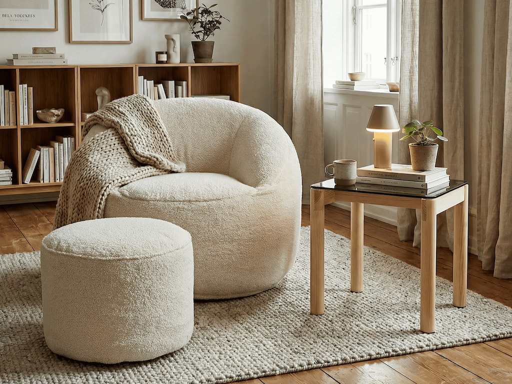 Sackit Nest Chair Indoor Beige + Nest Indoor Beige Puf