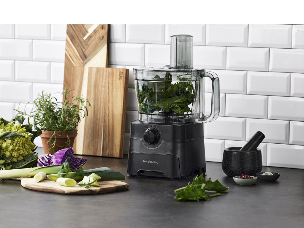 Nordic Sense Foodprocessor 3,5 L, 1000 watt m. skuffe i sort