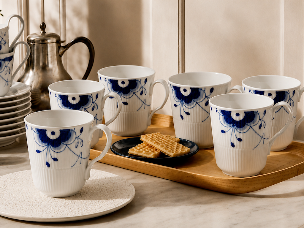 6 stk. Royal Copenhagen Mega Riflet krus