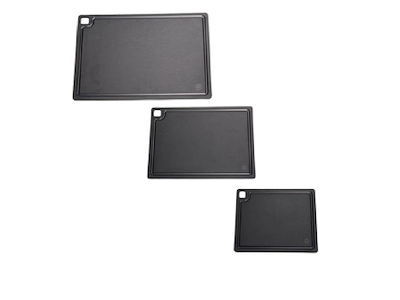 Pillivuyt Gourmet skærebræt m. silikonefødder 3 stk., sort SAMPAK