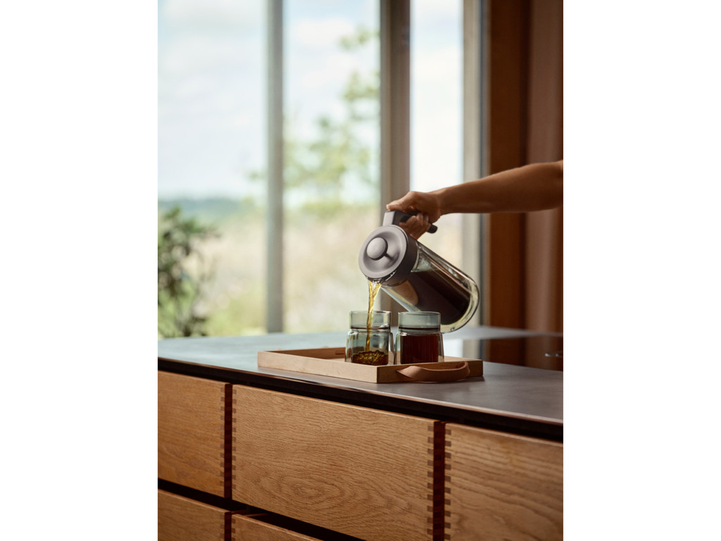 Jacob Jensen Stempelkande i dobbeltvægget borosilikatglas 1 liter i silver