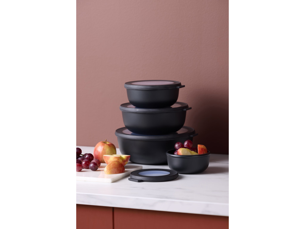 Mepal Opbevaringssæt 8 dele bestående af 350, 750, 1250 og 2250 ml m. låg i black, Cirqula
